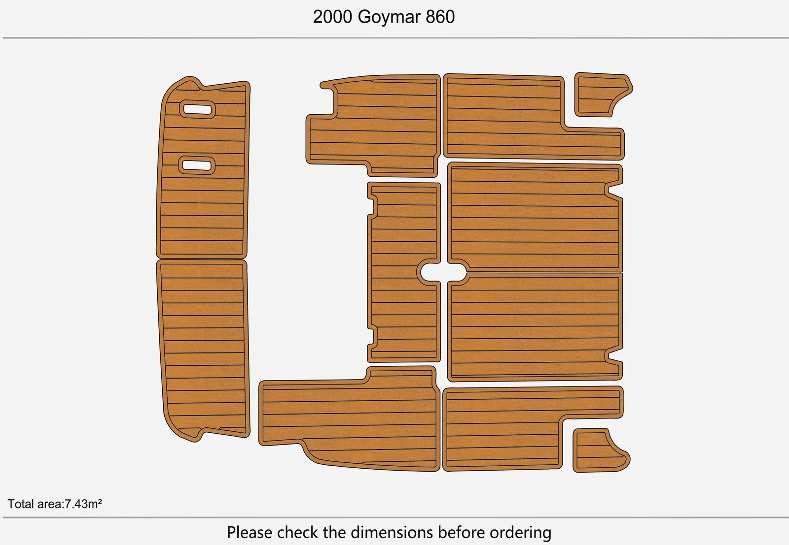 Seadek Swim Platform Pad for Goymar 860 (2000) - EVA Foam Teak Flooring Mat