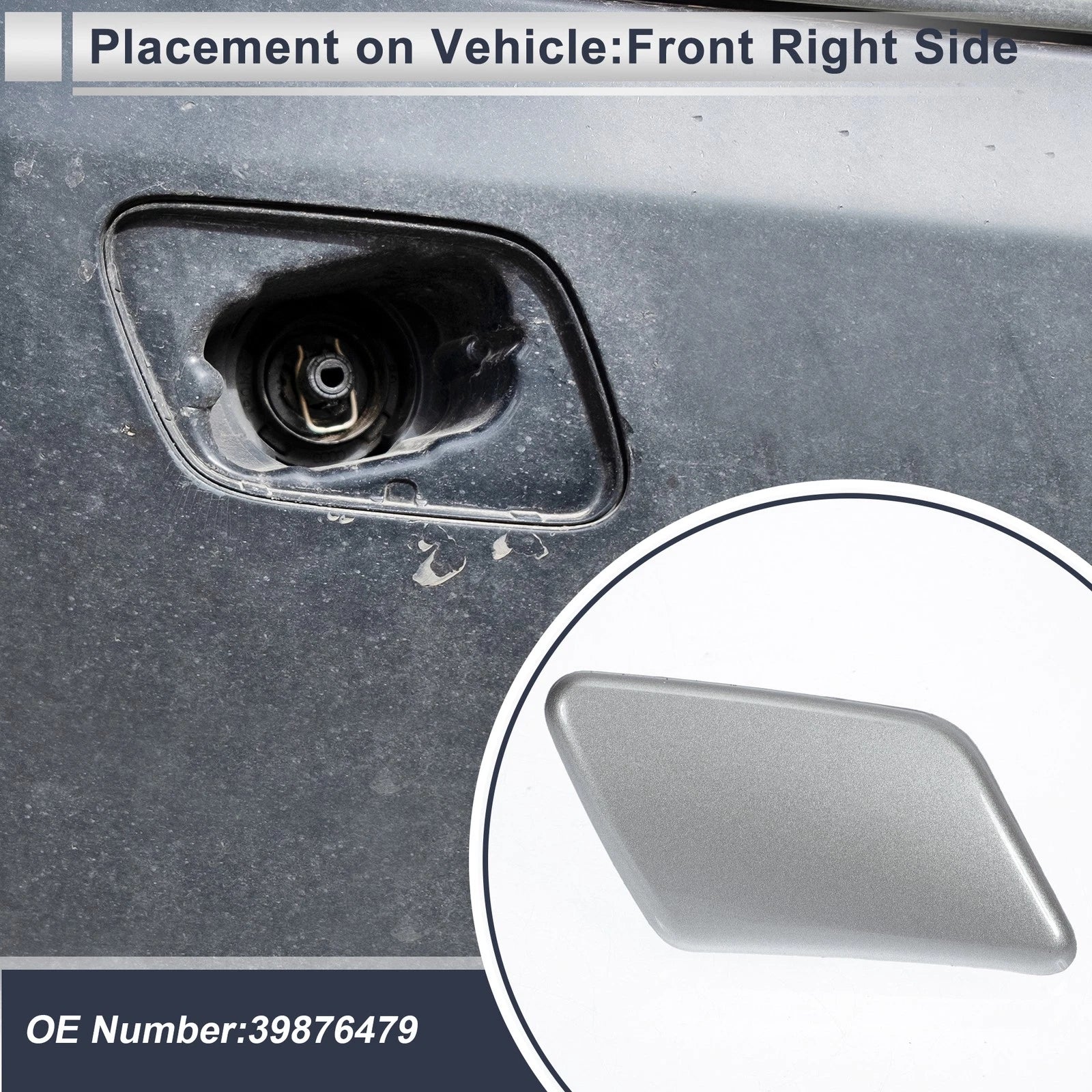 Bumper Headlight Washer Nozzle Cover Cap for Volvo S60 (2007–2011)