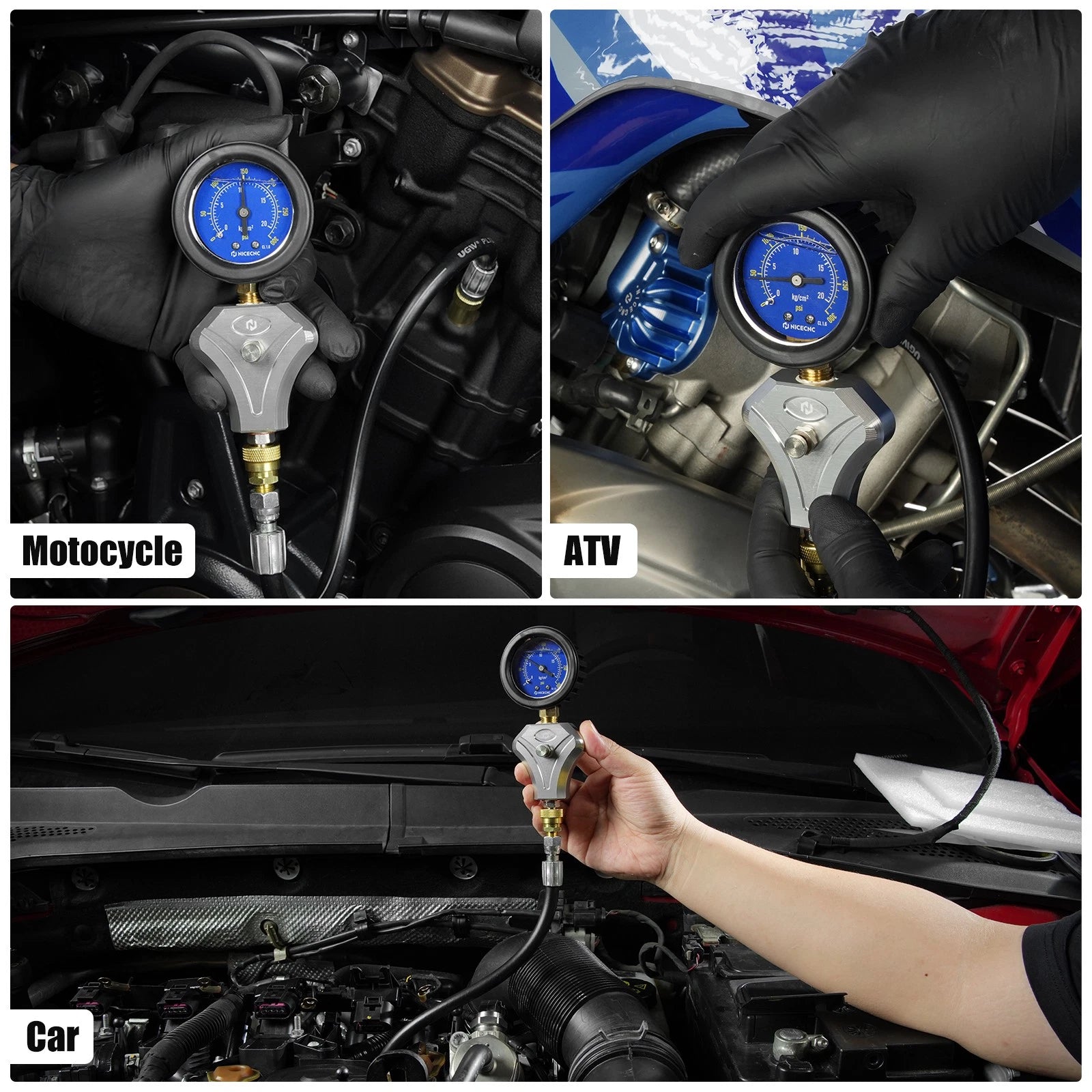 Engine Cylinder Compression Gauge Tester for 2-Stroke and 4-Stroke Engines