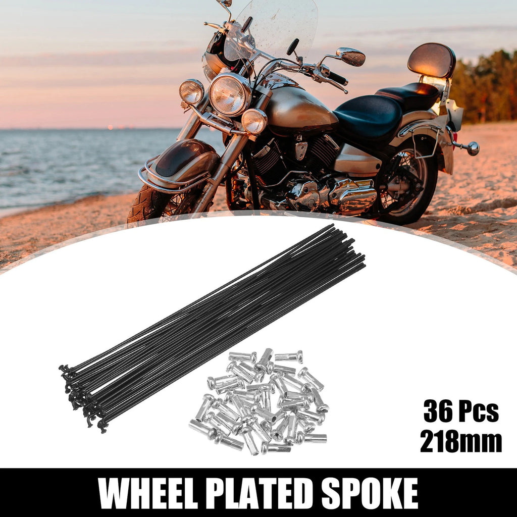 Bicycle Spoke Kit Carbon Steel 14G 218mm with Nipples for Most Bikes