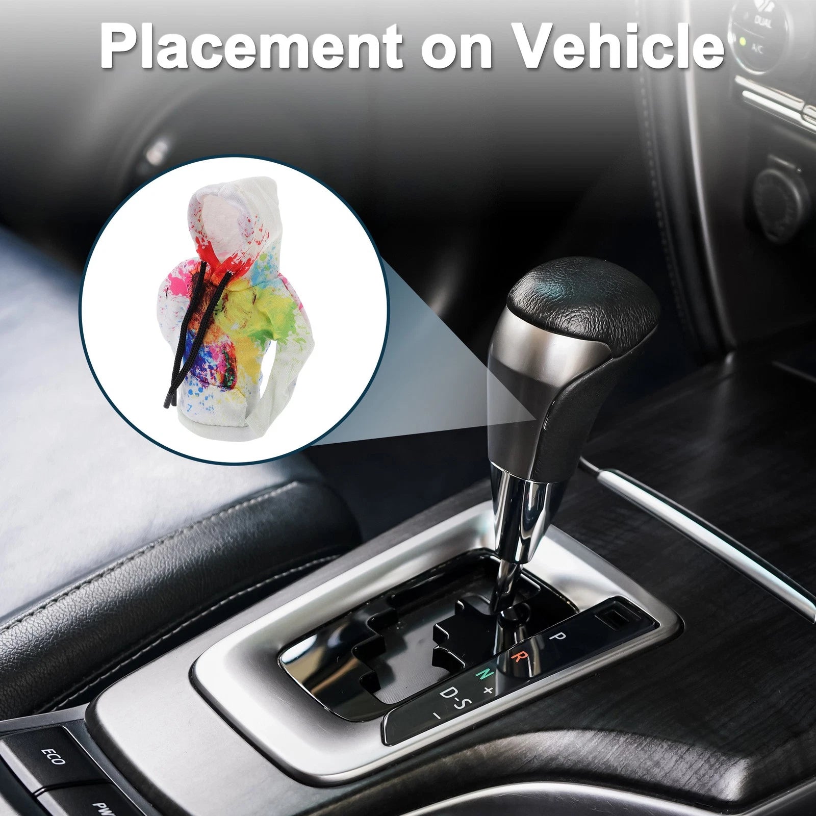 Gear Shift Knob Cover for Universal Car (Colorful White Polyester)