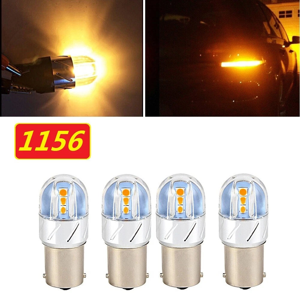 4X 1156 Yellow Amber LED Backup Reverse Light for