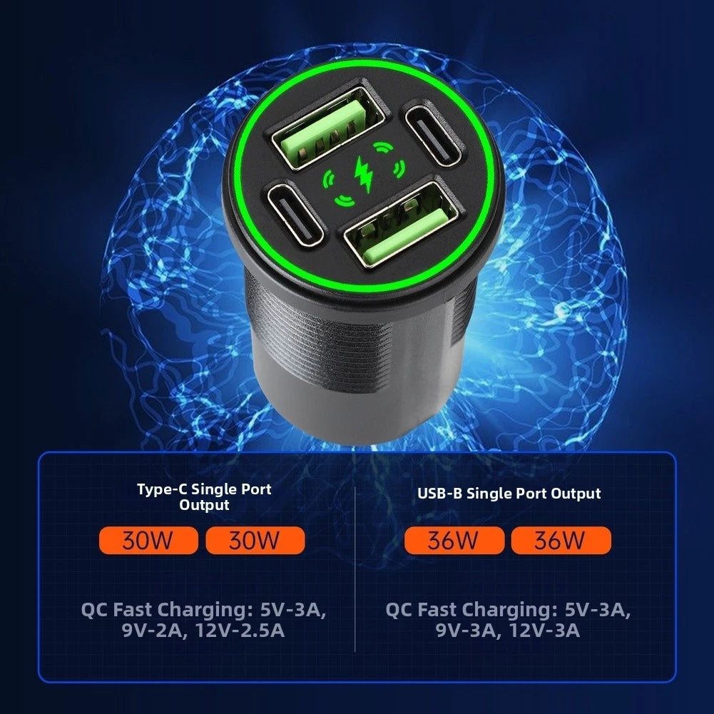 4 Position Switch Panel for Car RV Marine (12V 24V) w Fast Charger & Voltmeter