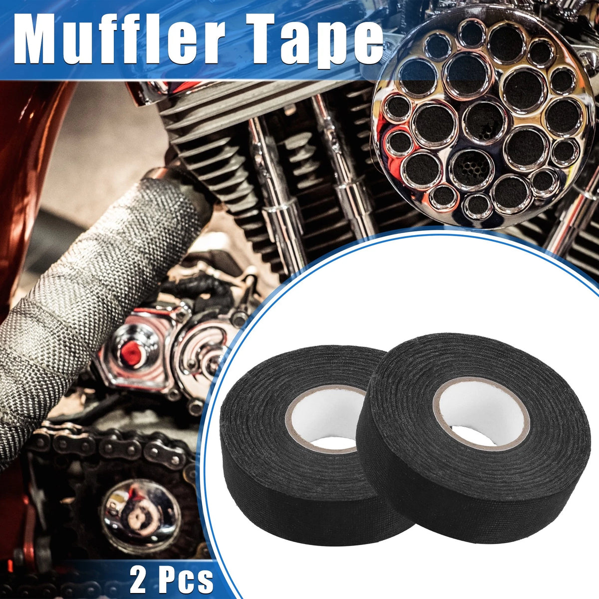 2 Pcs Muffler Tape 1.2 Inch x 66 Ft Universal for Car Noise Protection