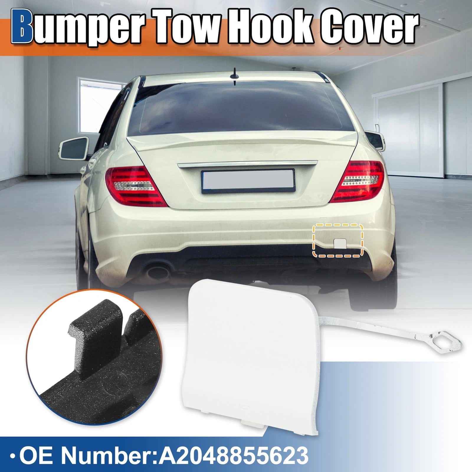 Rear Tow Hook Cover Replacement for Mercedes-Benz C-Class (2008–2014)