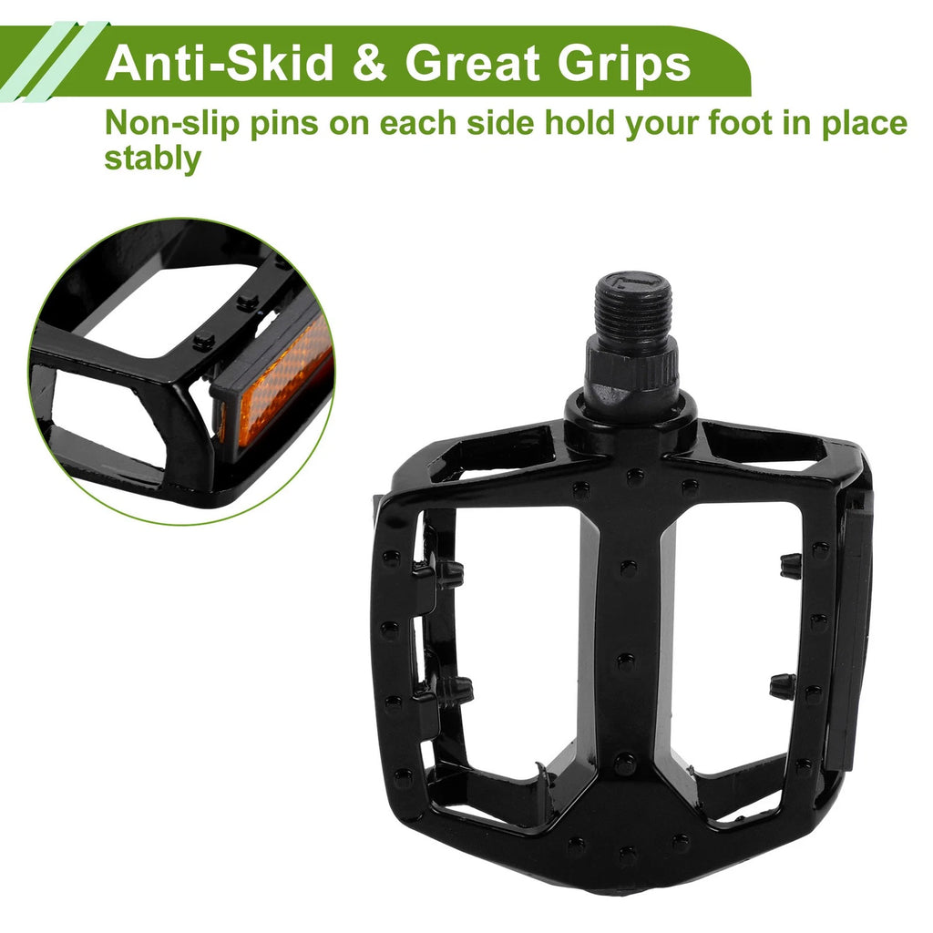 Bicycle Pedal Aluminum Alloy Reflective Strips Pair for Universal Fit 14mm