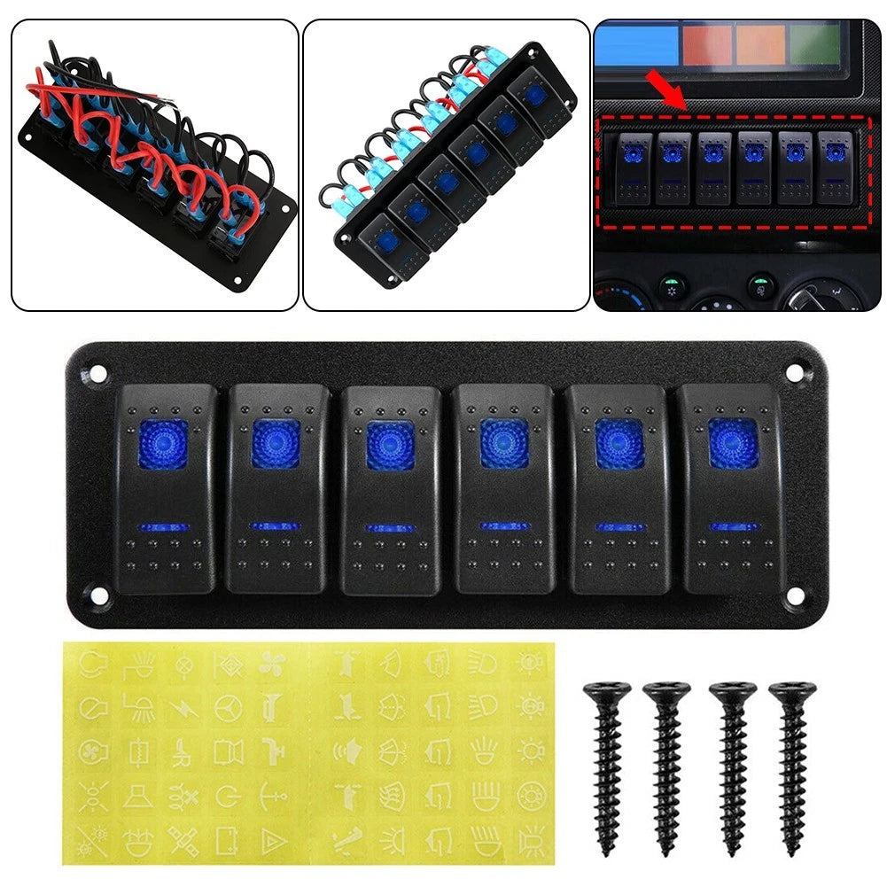 6 Gang Switch Panel for Marine Boat RV 12V (IP67 Waterproof)