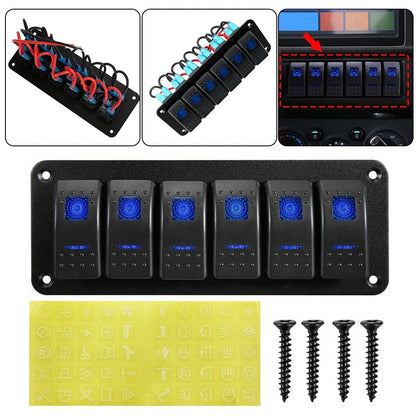 6 Gang Switch Panel for Marine Boat RV 12V (IP67 Waterproof)