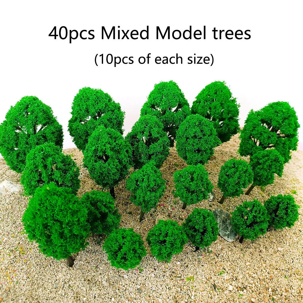 40Pcs Mixed Size Model Trees for Train Railway Architecture DIY
