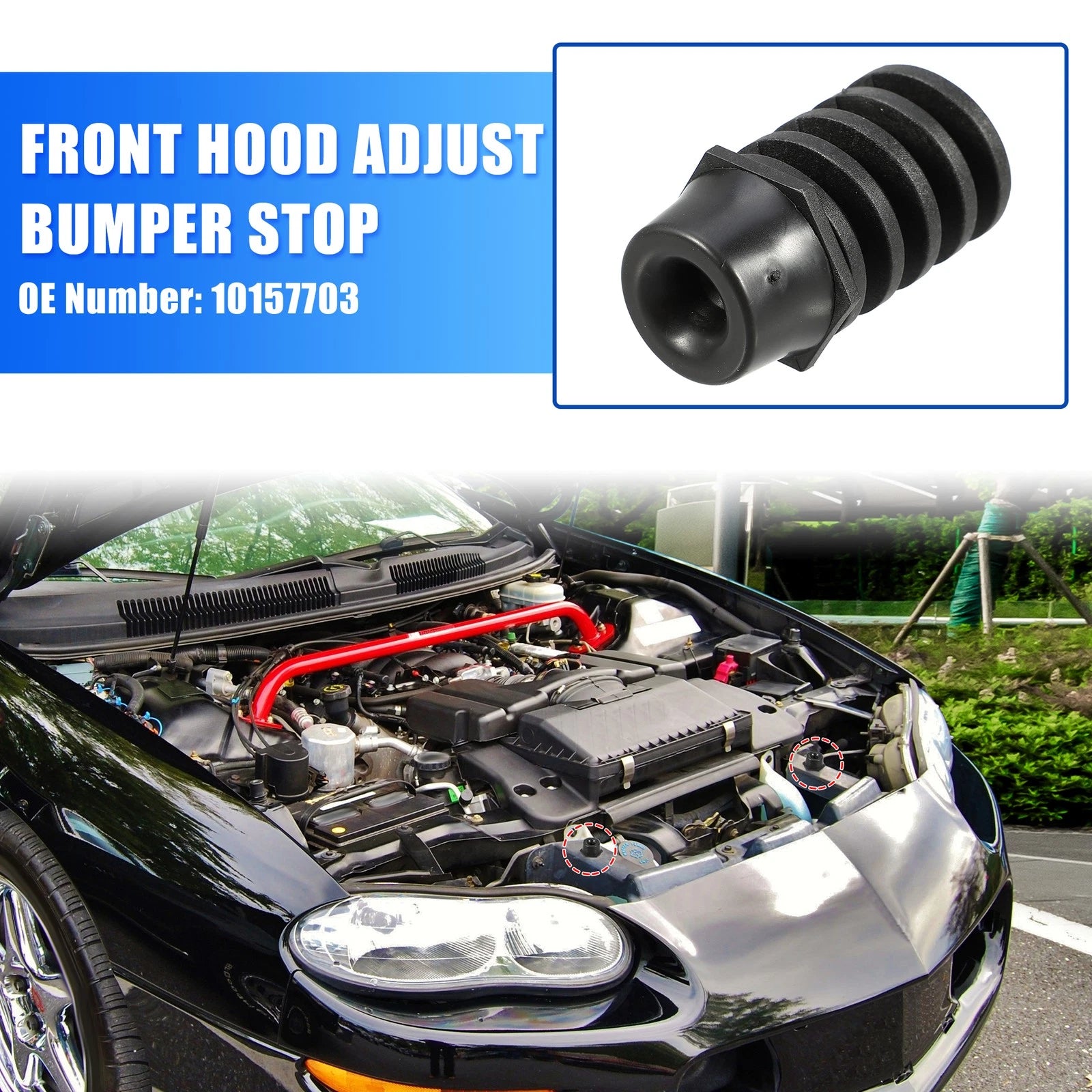Front Hood Adjust Bumper Stop with Rubber Cap for Chevrolet Camaro (2010–2015)