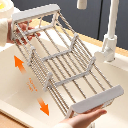 Telescopic Adjustable Sink Dish Rack Basket for Kitchen