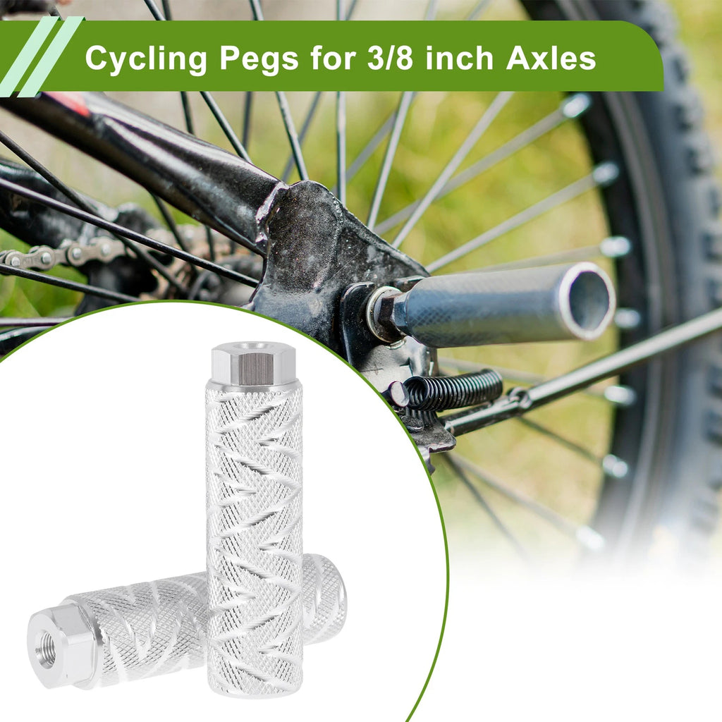 4 Pcs Bike Pegs 100mm Wave Texture Replacement for Silver Tone Cycling