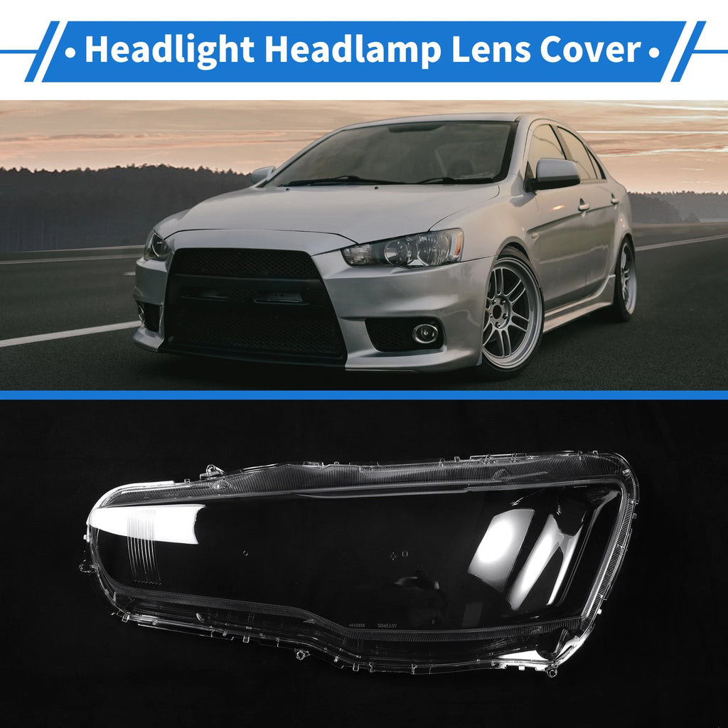 Headlight Lens Cover Front Left Replacement for Mitsubishi Lancer (2008–2016)