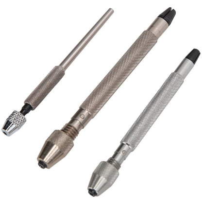 3-Size Hand Drill Set for Watch Repair Tools (Silver Alloy)