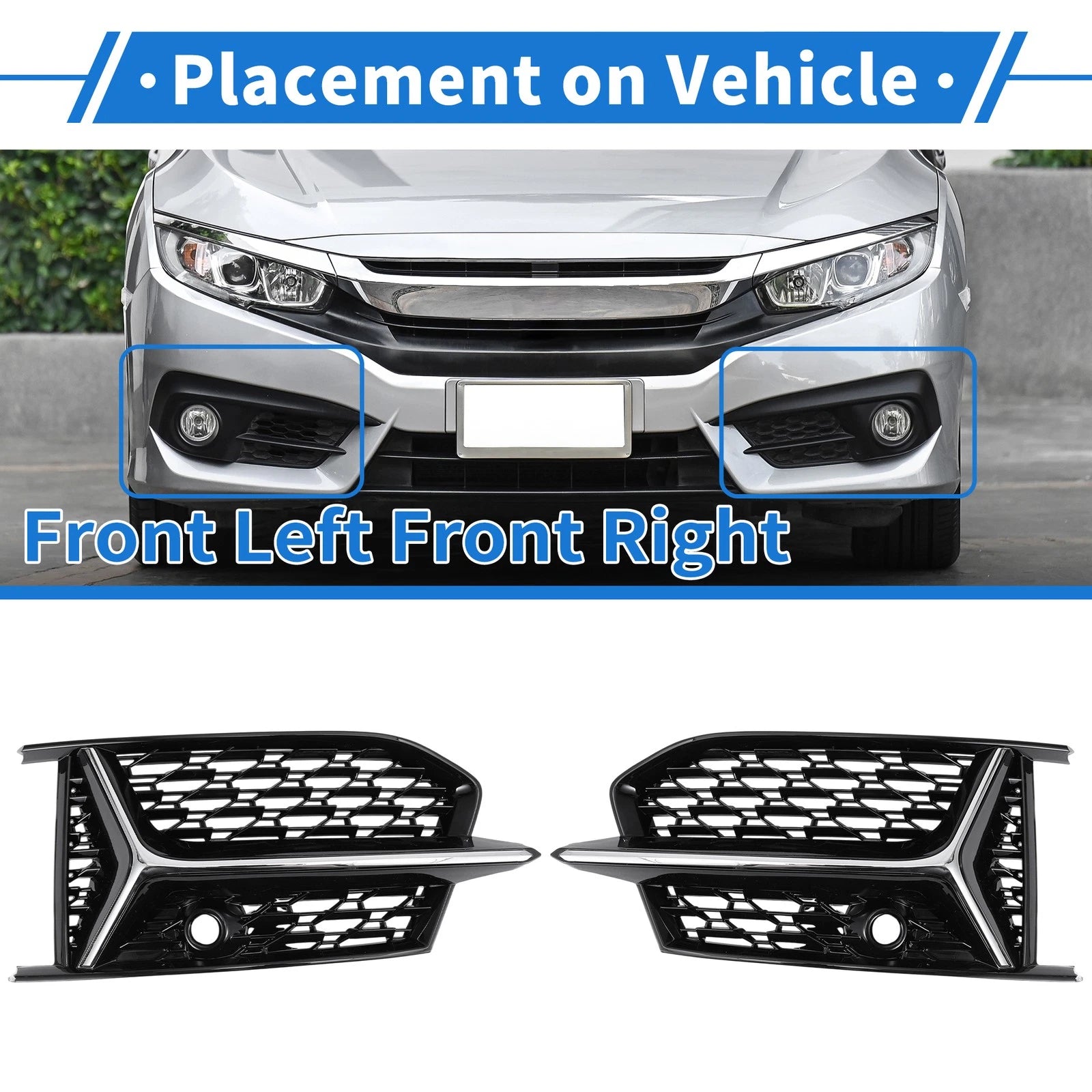 Fog Light Grille Pair Front Left Right for Audi A6 (2019–2023)
