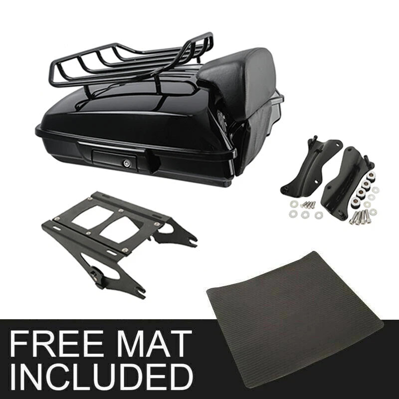 Black Razor Trunk Backrest Mount for Harley Street Glide (2014–2026)