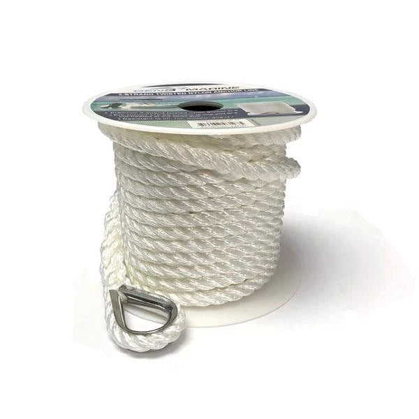 1/2" x 150' White 3-Strand Twisted Nylon Anchor Line for Marine (Gen3)