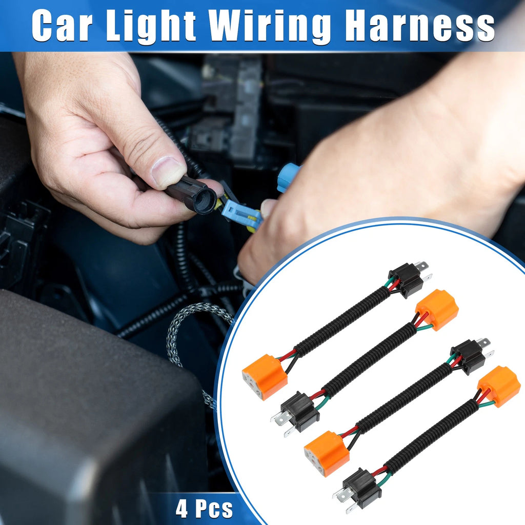 Set of 4 H4 9003 Headlight Socket Adapters for Car
