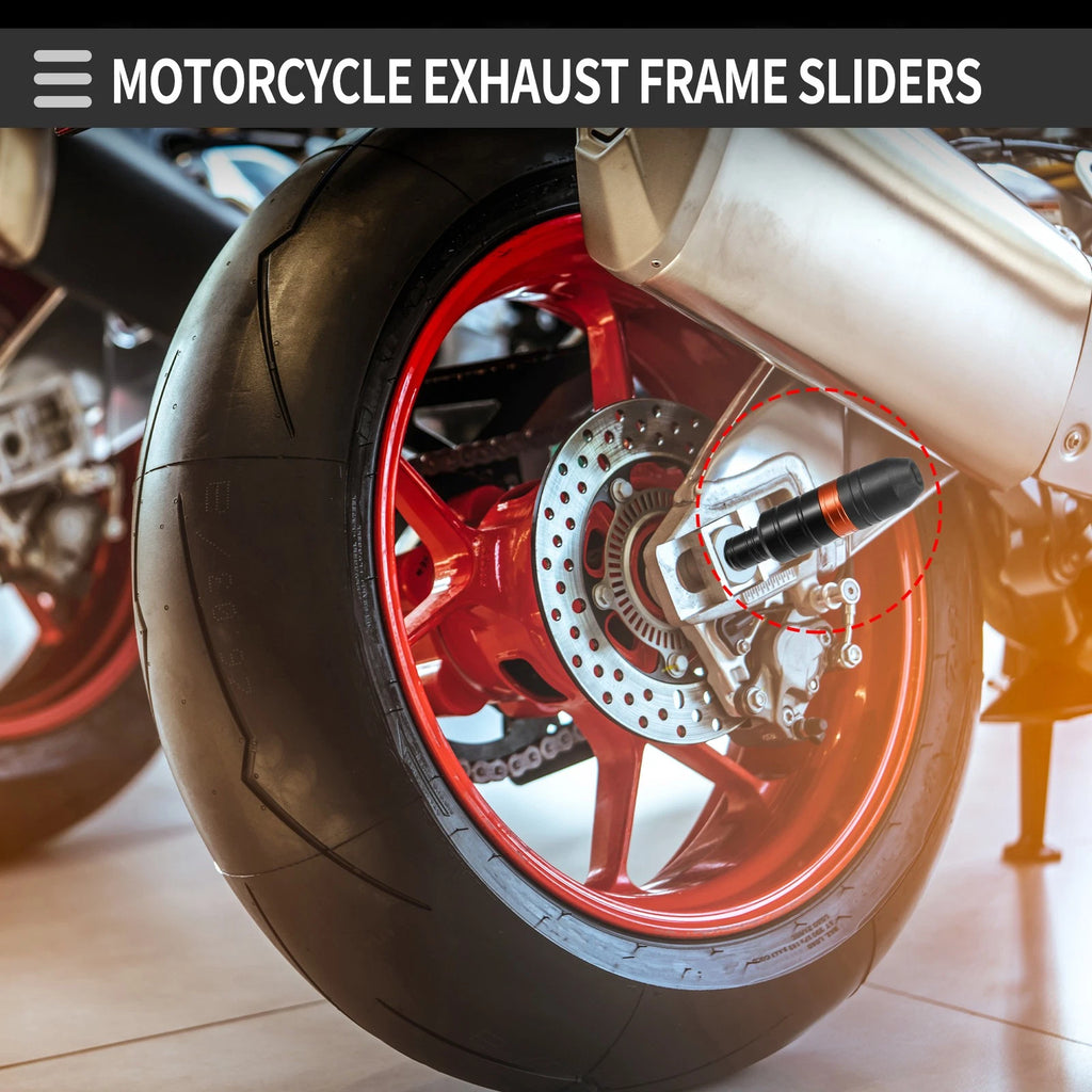 Exhaust Frame Slider Anti Crash Protector for Honda Orange Motorcycle (2 Pack)