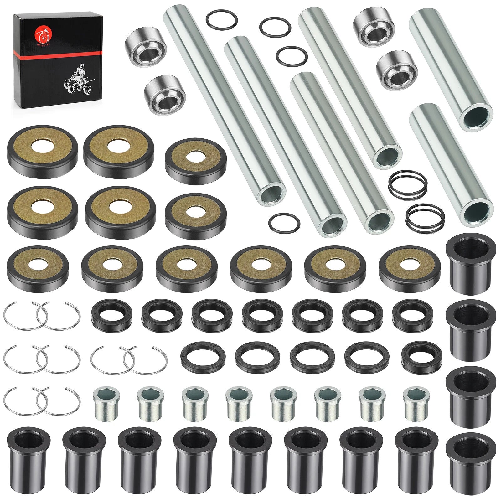 Set of 2 Rear Upper Lower A-arm Bushing Shaft Kit for Honda Rincon TRX650 TRX680