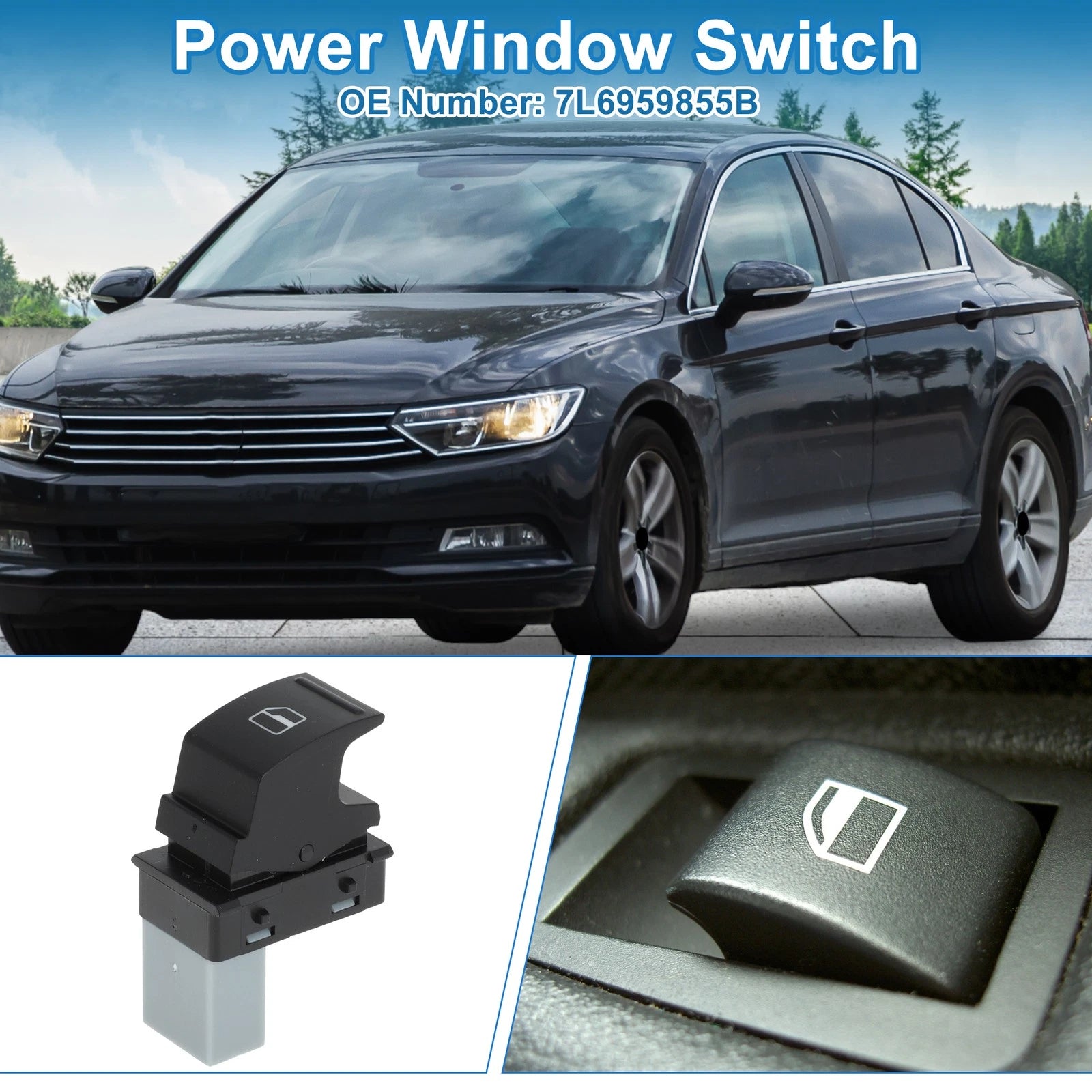 Power Window Switch Rear Passenger Side for Volkswagen Passat Golf (2014–2019)