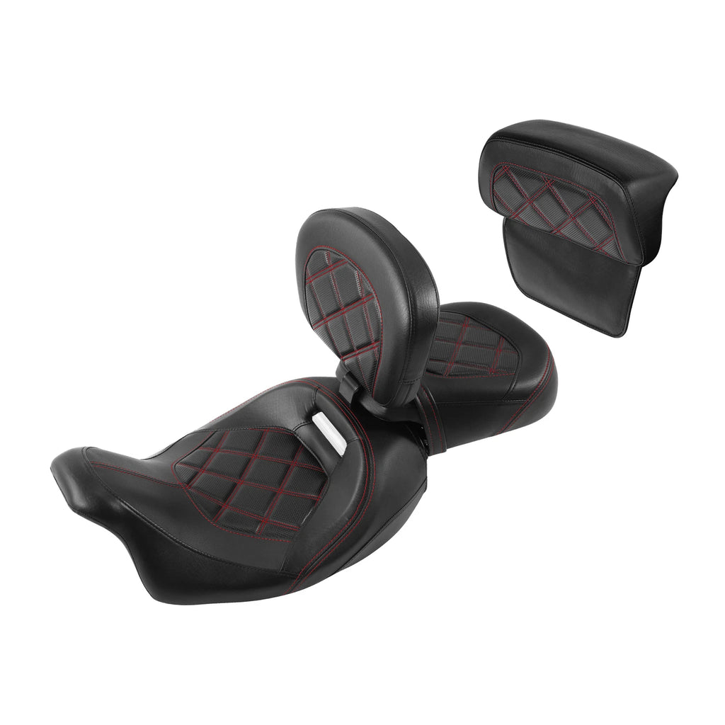 Backrest Pad Set for Harley Street Glide (2014–2023) - Black Red