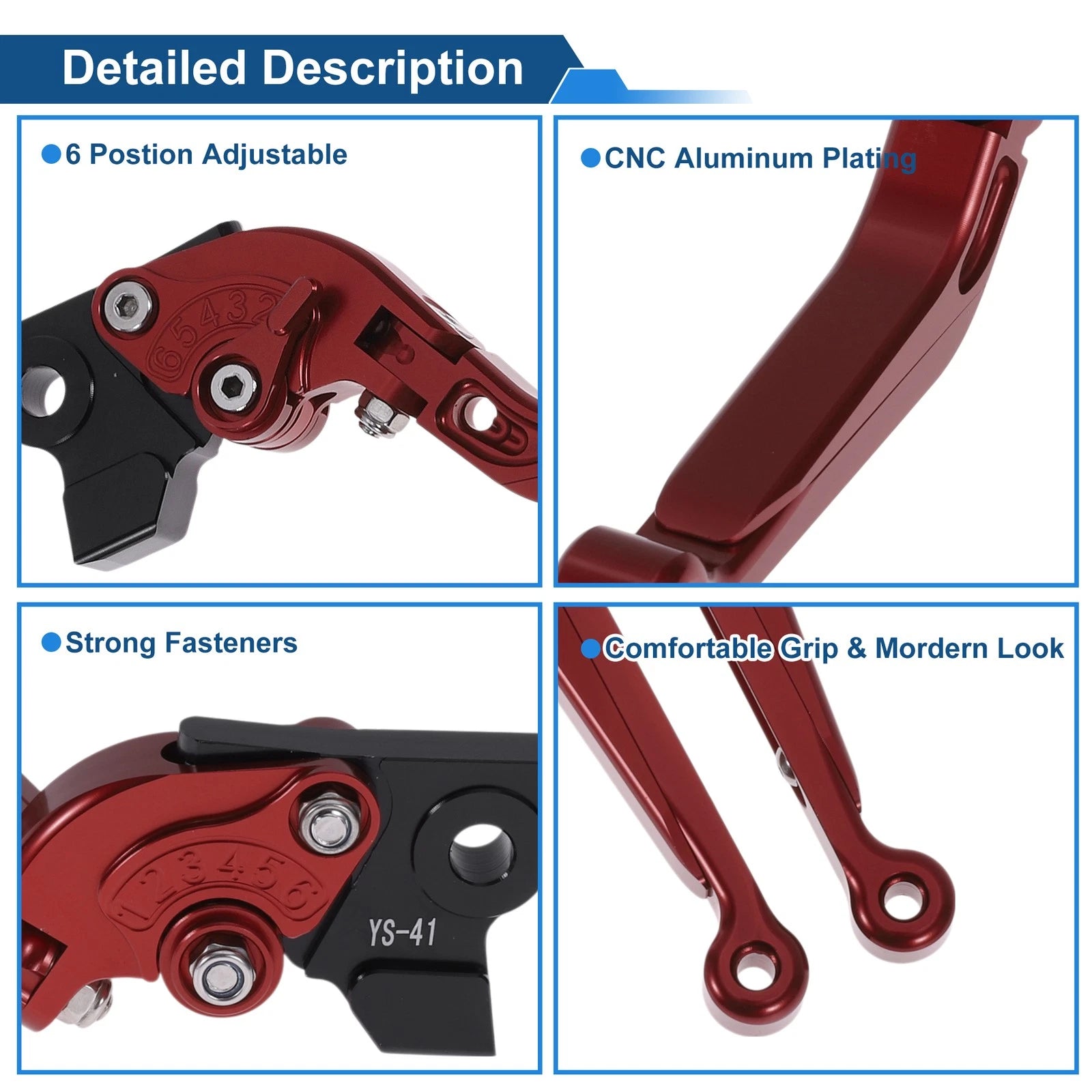 Adjustable Brake Clutch Levers for Suzuki GSXR150 (2017–2020) Solid Red