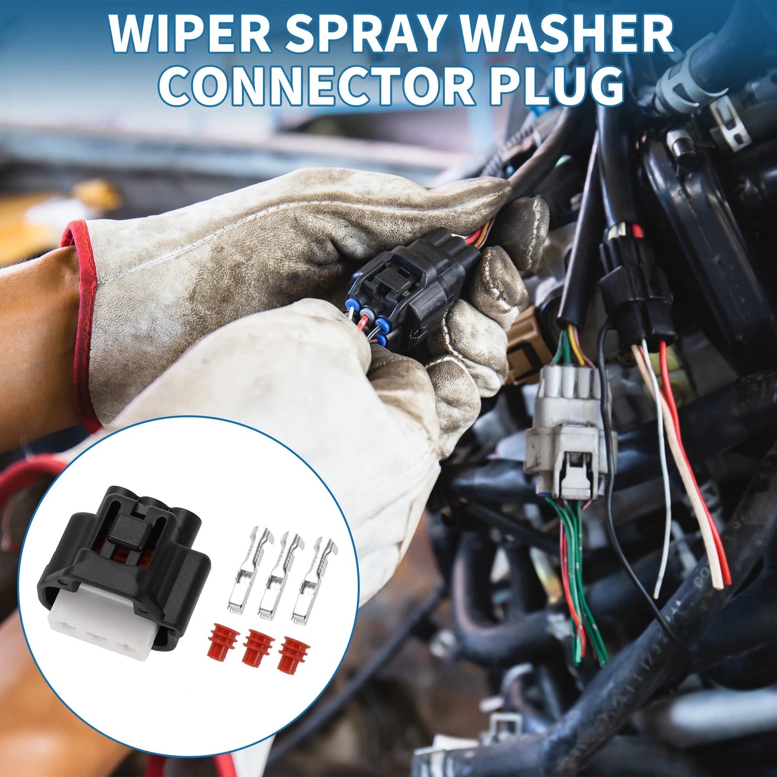 Wiper Washer Connector Plug 3 Pin Replacement for Toyota Lexus (2005–2015)