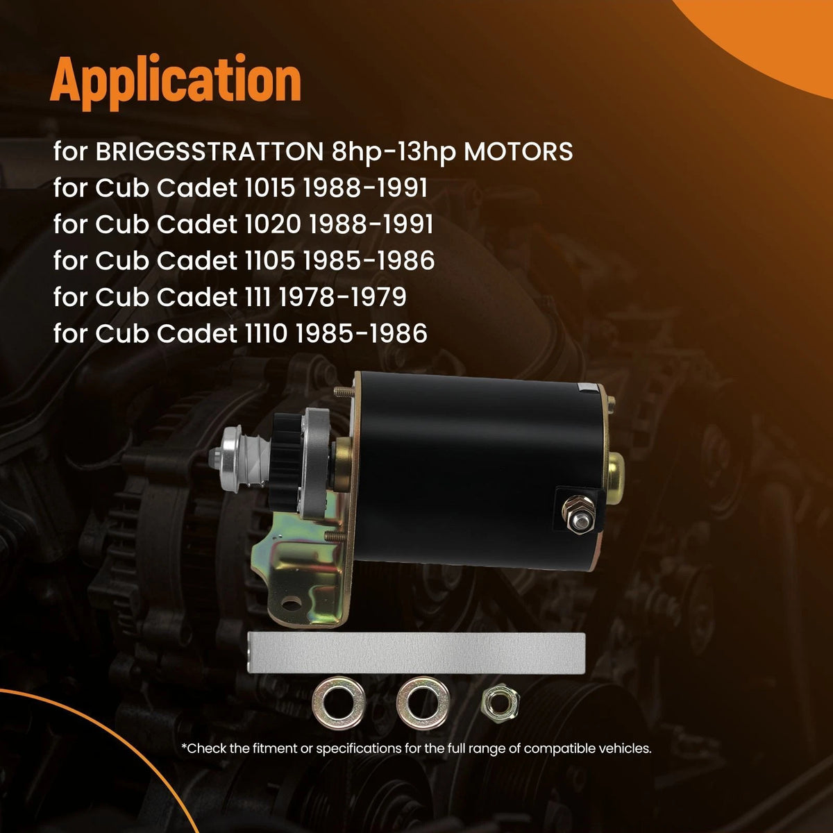 Starter Motor for Toro LT12.5G, John Deere, Cub Cadet (392749, AM106883)