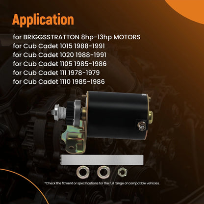 Starter Motor for Toro LT12.5G, John Deere, Cub Cadet (392749, AM106883)