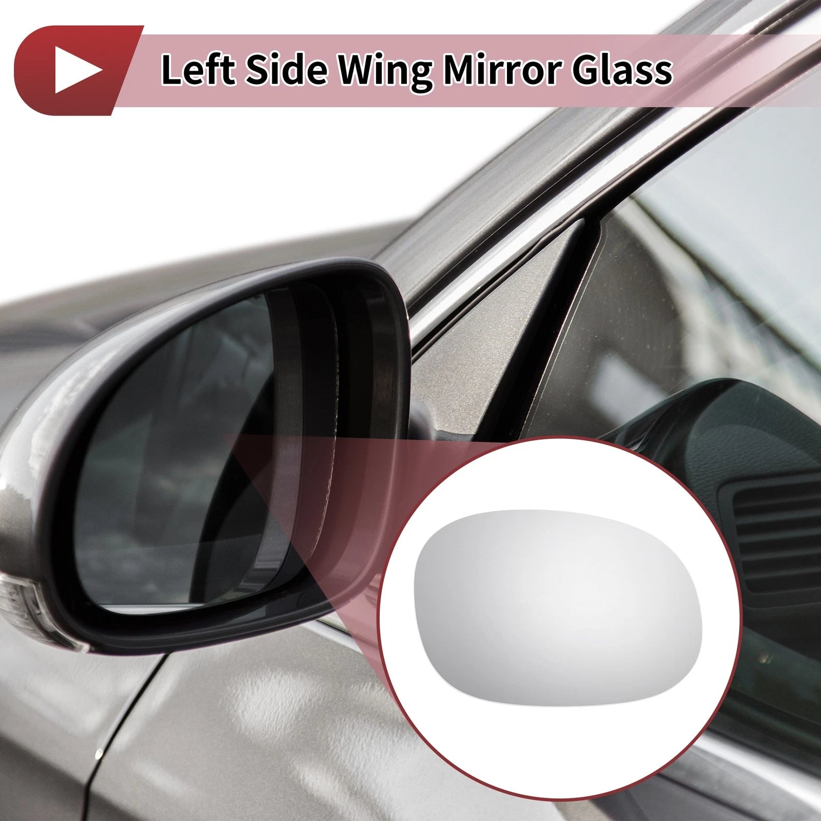 1 Pc Left Side Wing Mirror Glass for Citroen C3 (2002–2010)