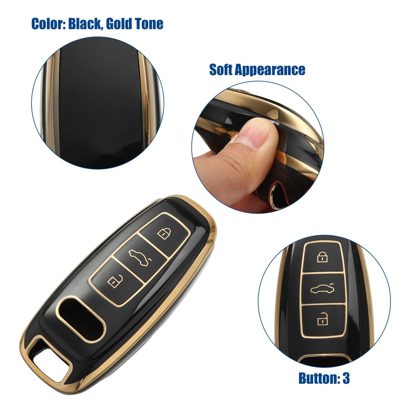 3 Button Key Fob Cover Replacement for Audi A6 (2012–2018)