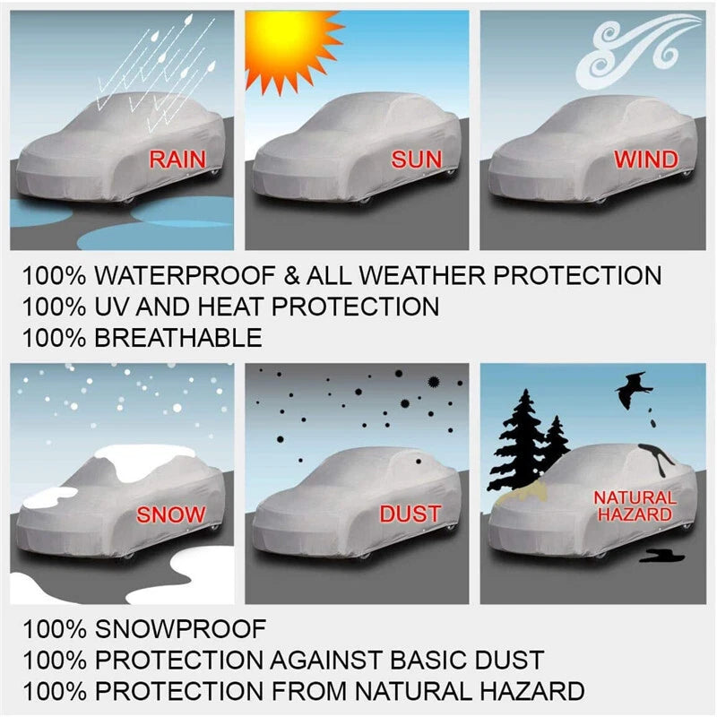 Universal Full Car Cover for All Makes and Models (S-XXL) Waterproof UV Dust Proof