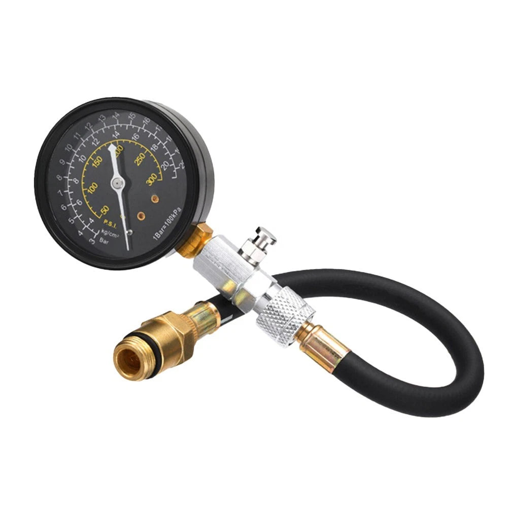Engine Compression Test Kit with 0-300 PSI Gauge Metal Plastic Construction