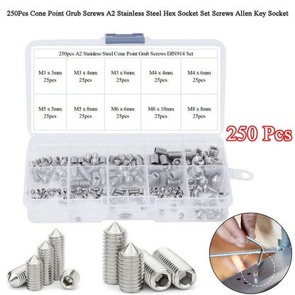 304 Stainless Steel Cone Point Fixing Screws Kit for Soft or Hardened Shafts