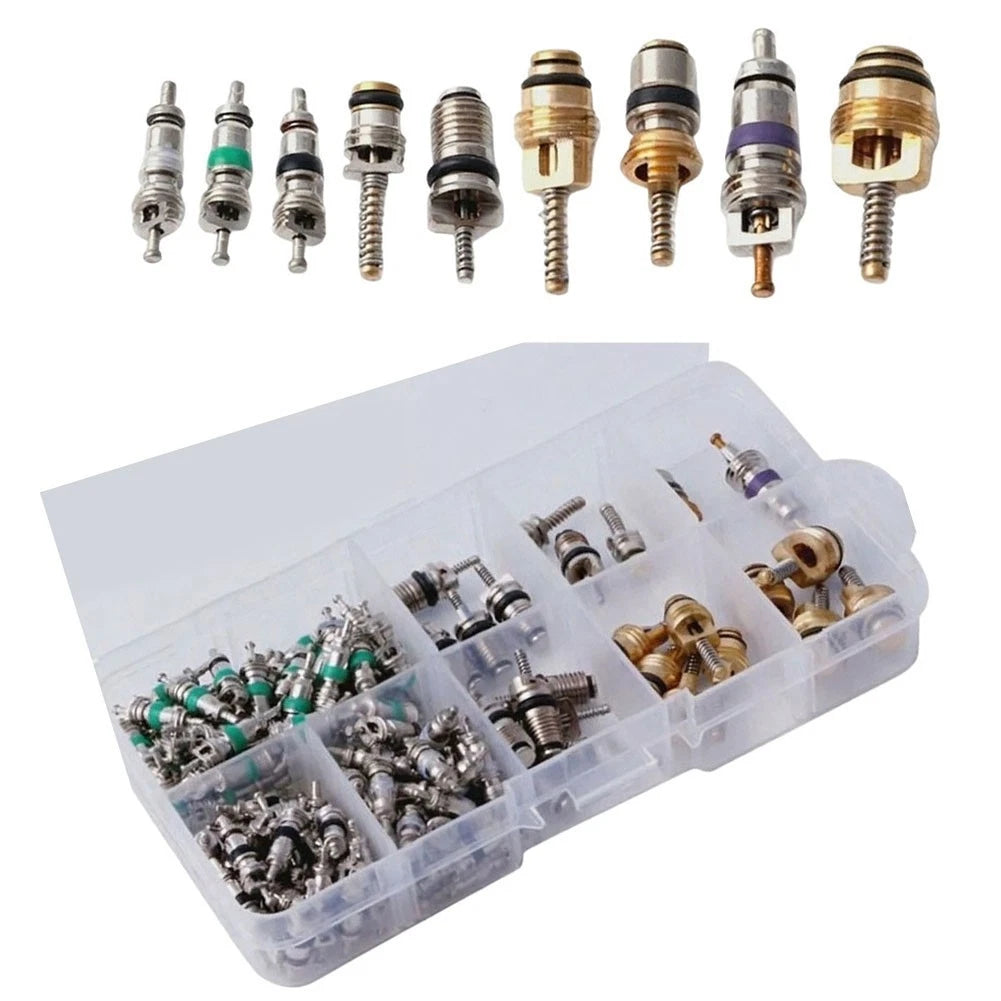 134Pcs AC Valve Cores Set for R134A Air Conditioning Systems