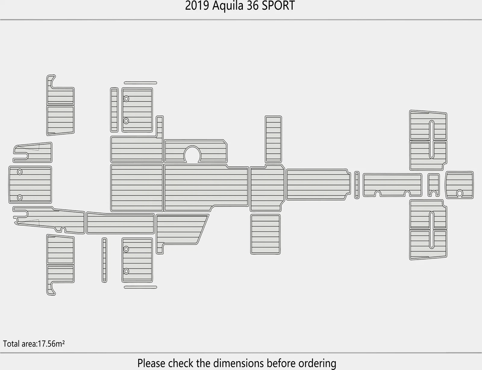 EVA Pads for Aquila 36 SPORT (2019) - Foam Teak Deck Flooring Mat