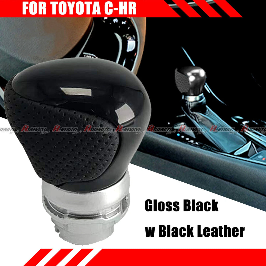 Gloss Black Leather Gear Shift Knob for Toyota C-HR (2019–2023)