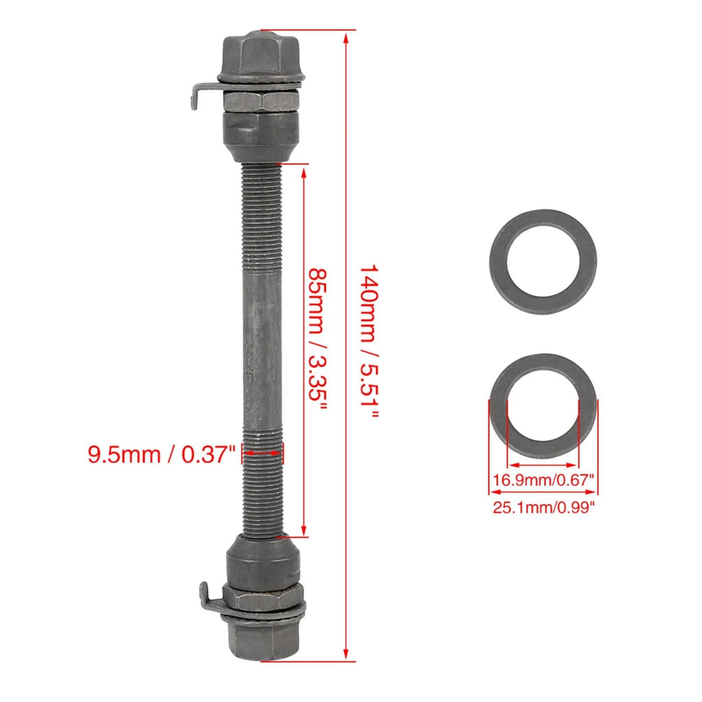 Front Wheel Hub Axle Solid Shaft 140mm for MTB Bicycle (Black)
