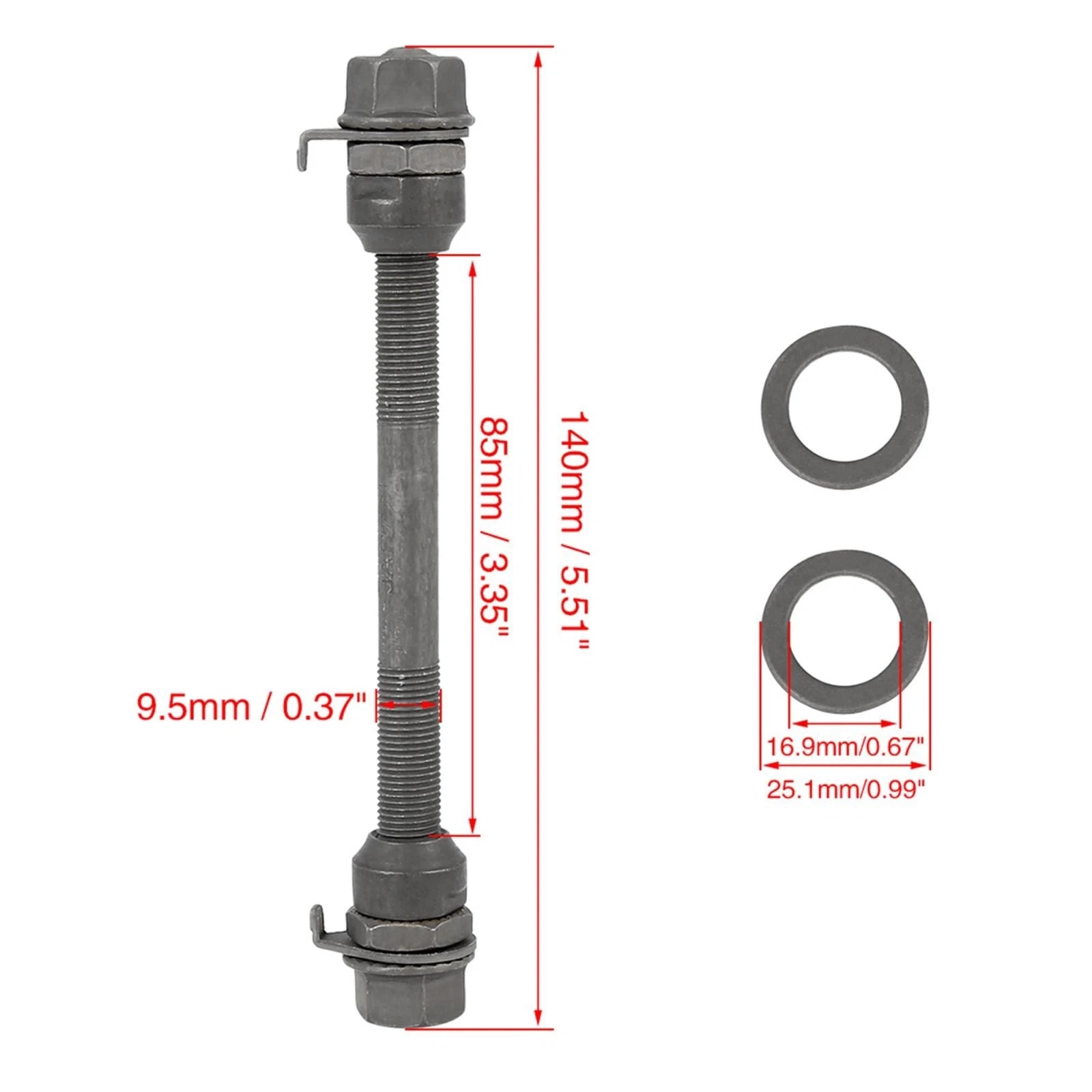 Front Wheel Hub Axle Solid Shaft 140mm for MTB Bicycle (Black)