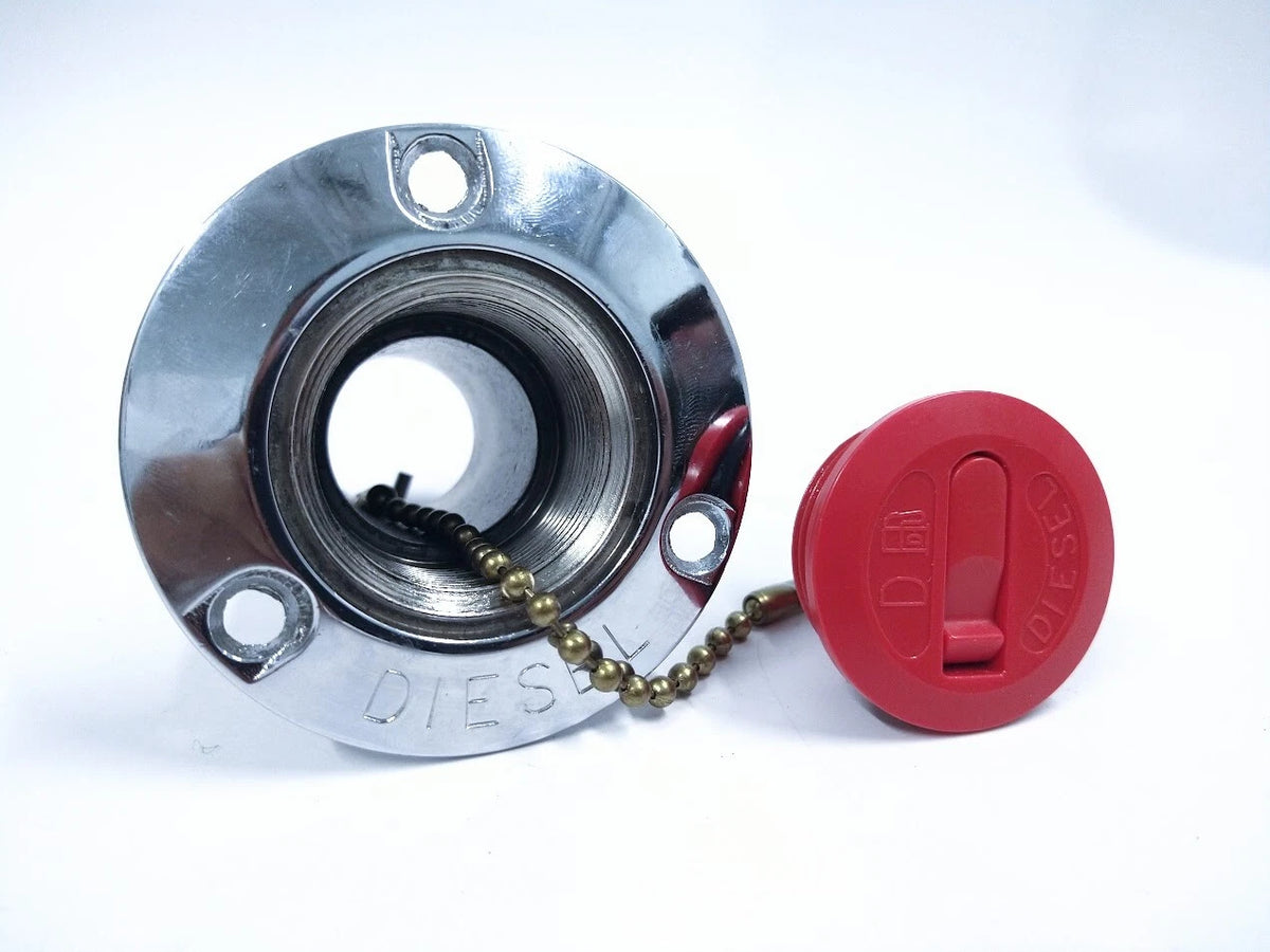 2'' Chrome Diesel Fuel Gas Deck Fill for Marine Boat with Keyless Red Cap