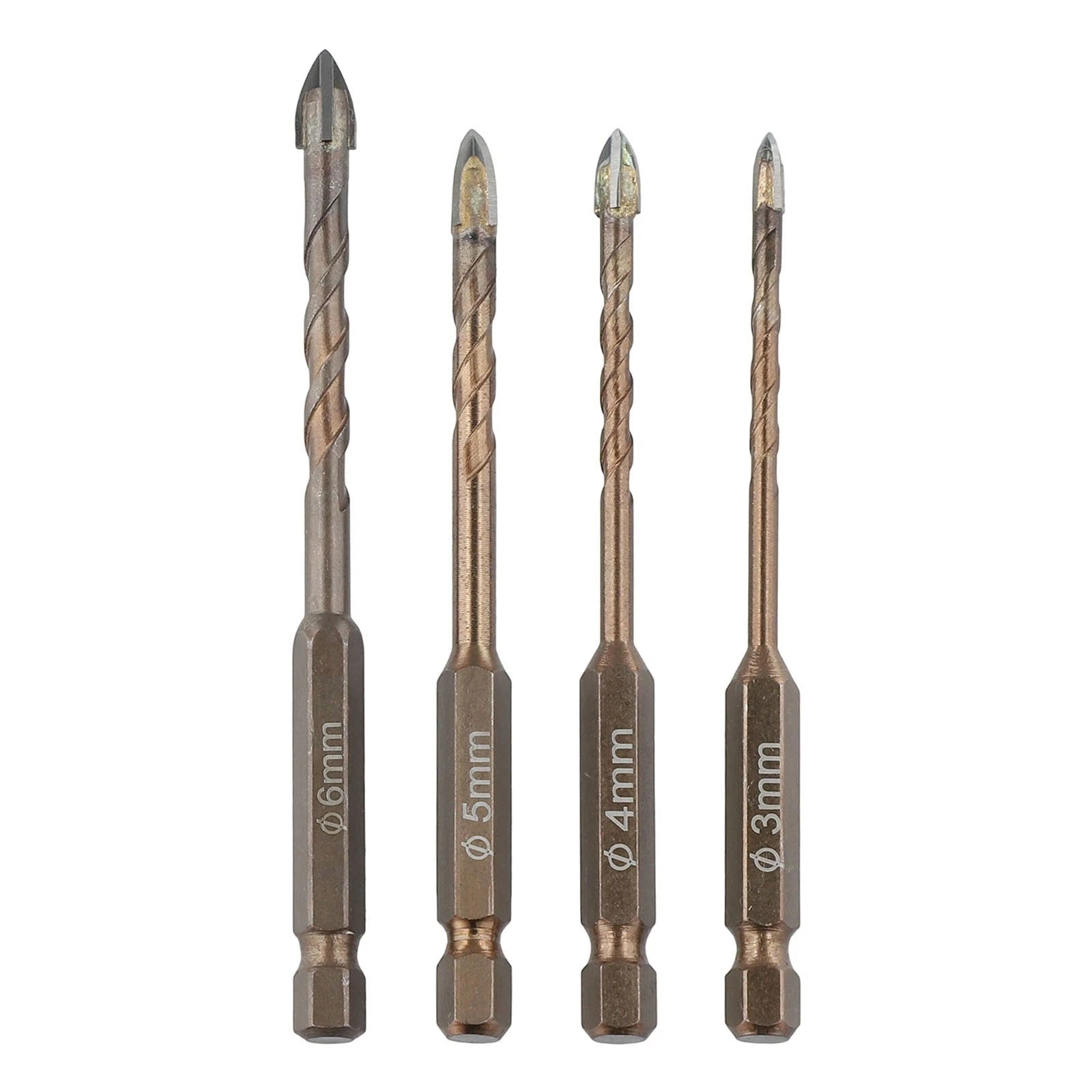Set of 5 Hexagonal Handle Drill Bits for Glass and Concrete