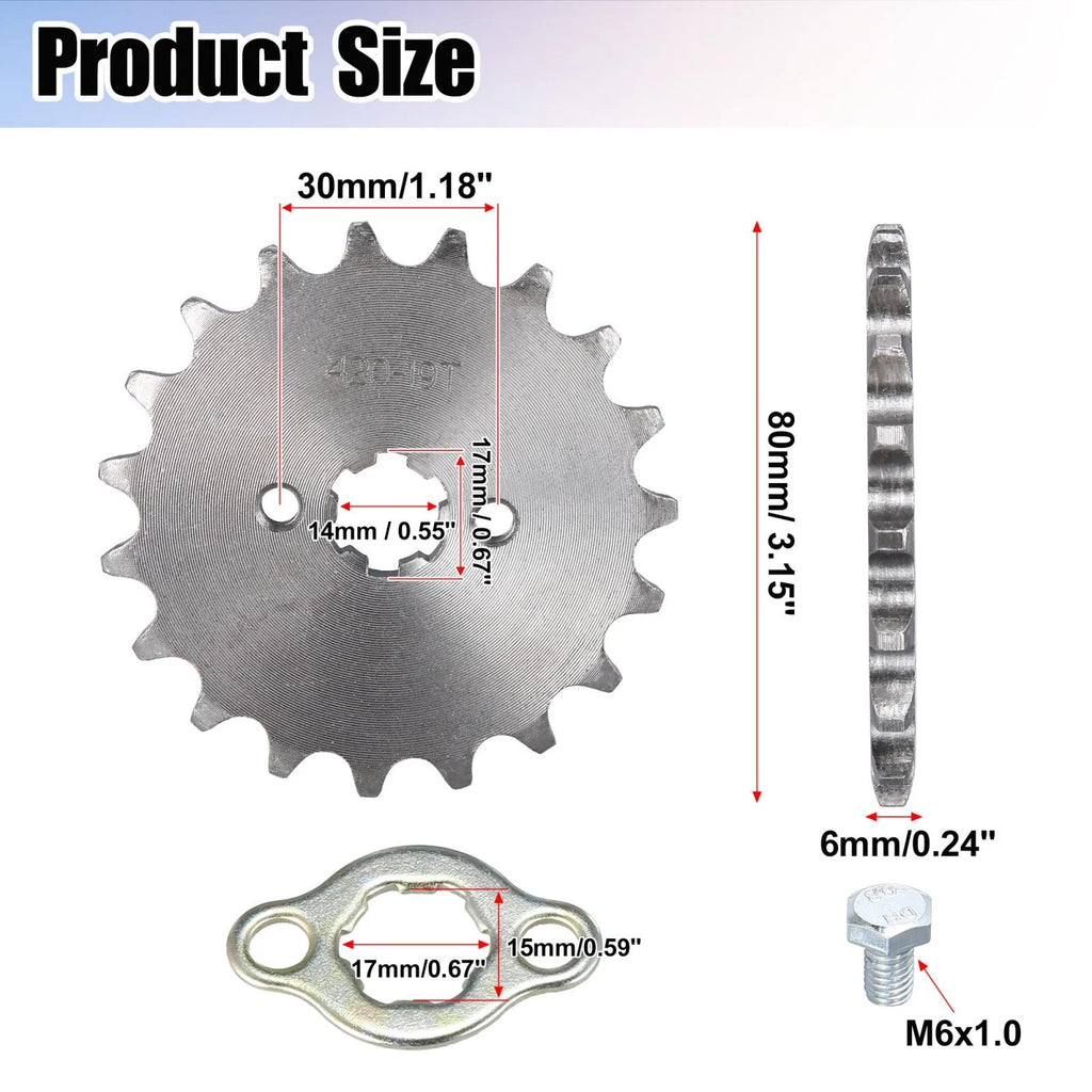 Front Motorcycle Sprocket 17mm 19T Replacement for Honda 50cc 70cc (1968–2016)