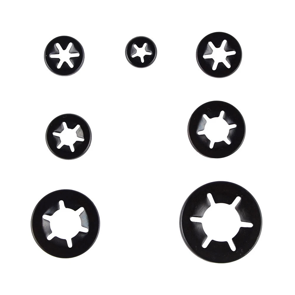 Set of 260 Starlock Push On Fasteners Locking Washers Clips