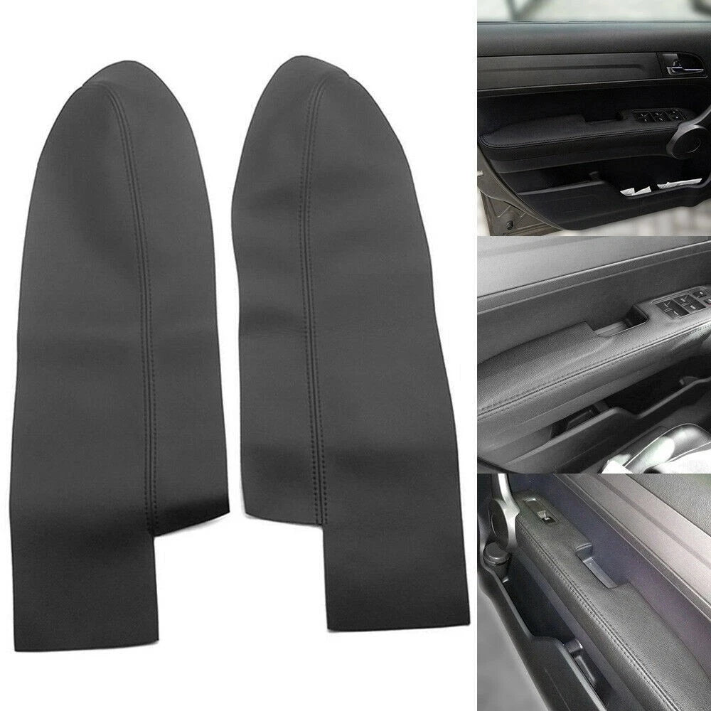 2X Black Leather Armrest Replacement Covers for CR-V (2007–2012)