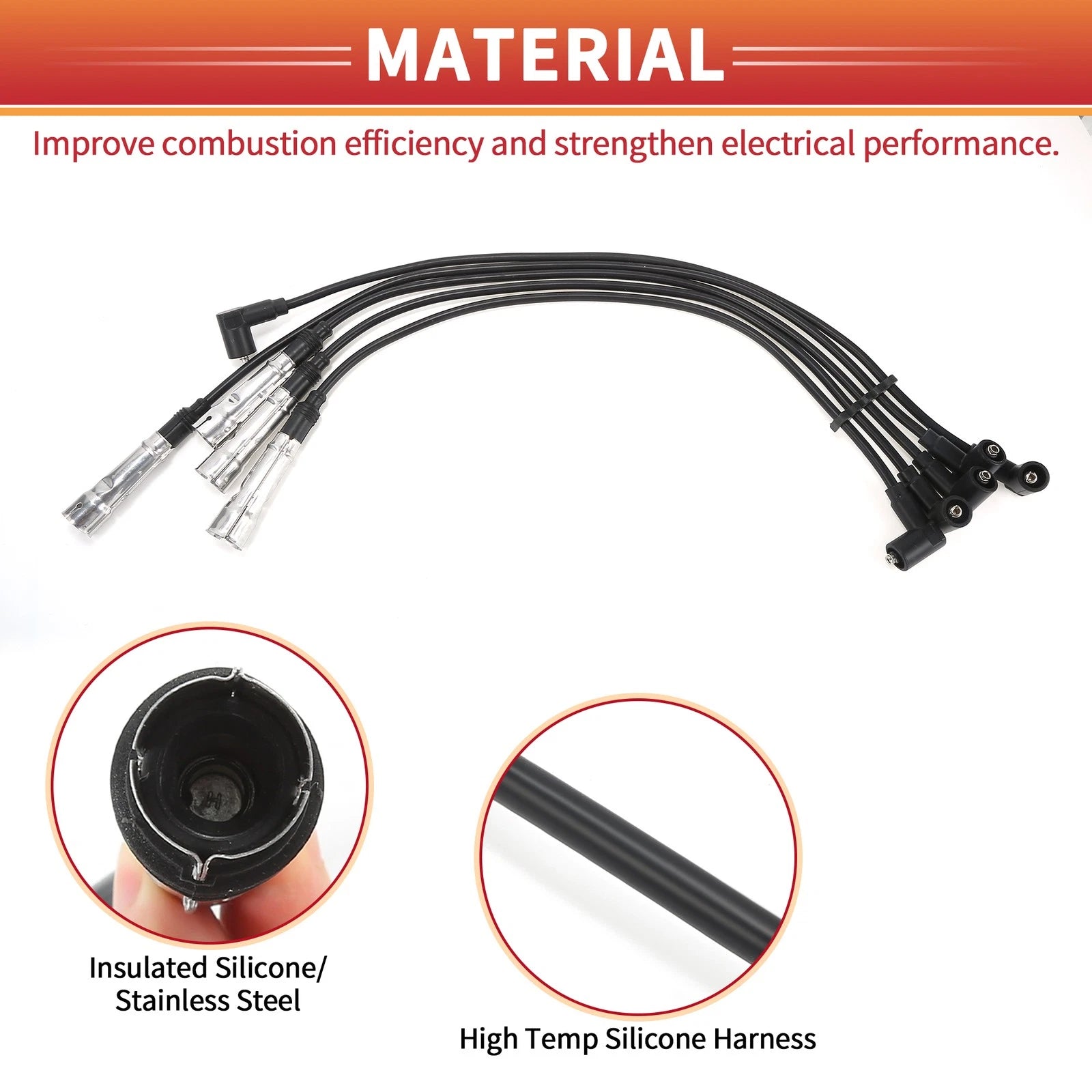 5X Spark Plug Wire Ignition Coil Cable for VW Golf III (1991–1998)