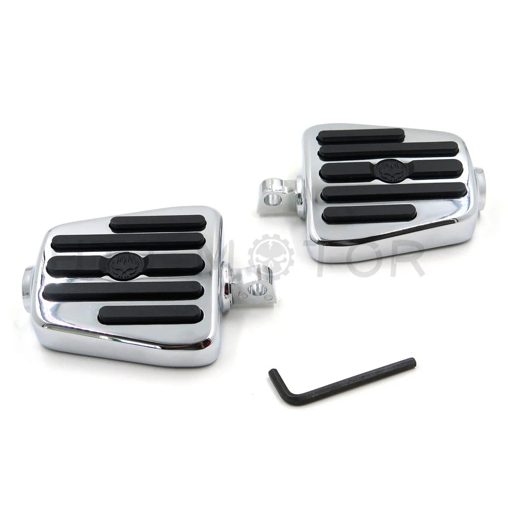 Flame Fire Skull Foot Pegs for Harley (1984–2016) Chrome
