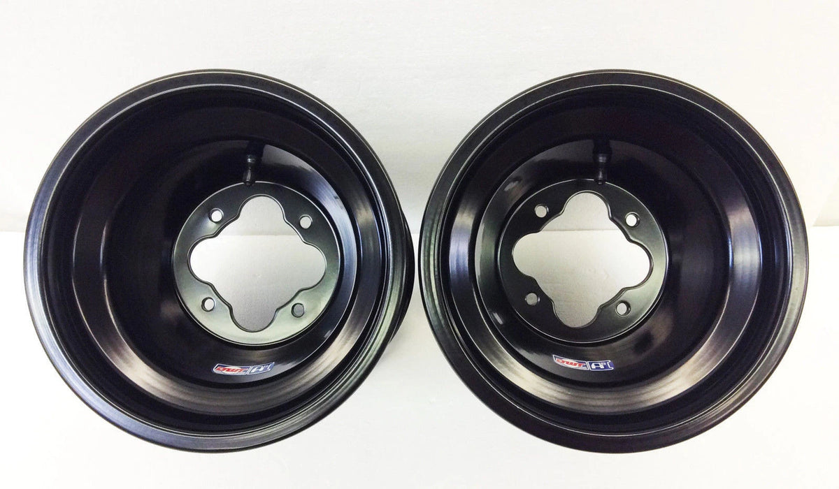 Set of 2 DWT Black A5 Rolled Lip Wheels for TRX 450R 400EX 250R 300 (10" & 9")