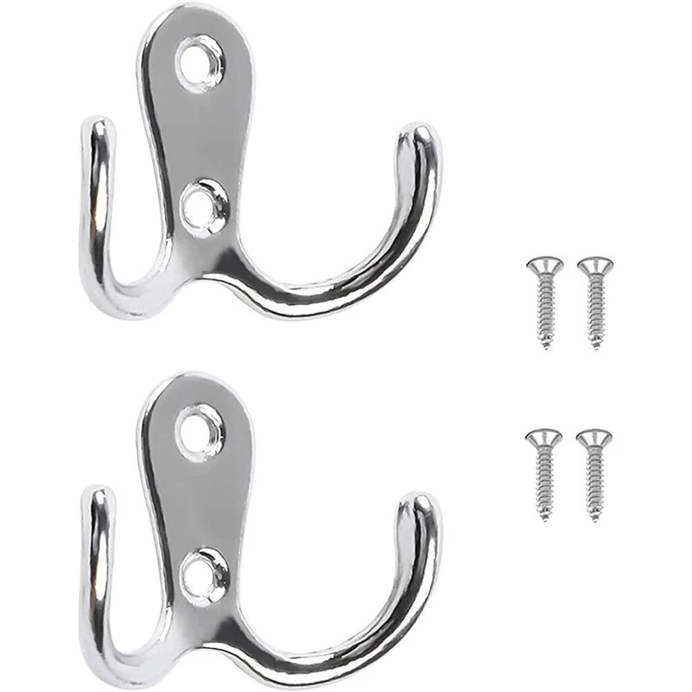Double Prong Wall Hook for Multiple Item Hanging