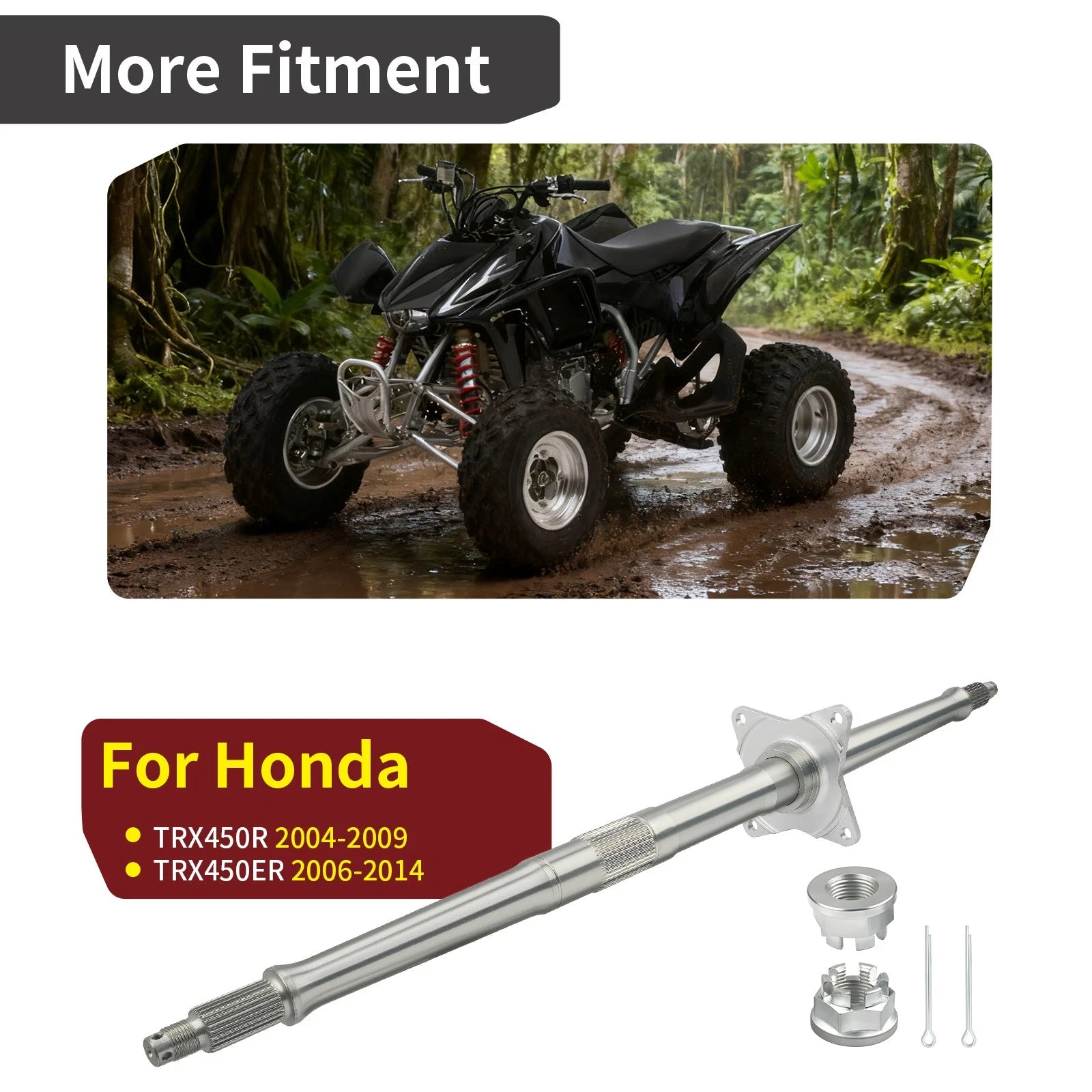 Rear Wheel Axle Shaft for Honda TRX450R TRX450 2004–2005 w/Nuts